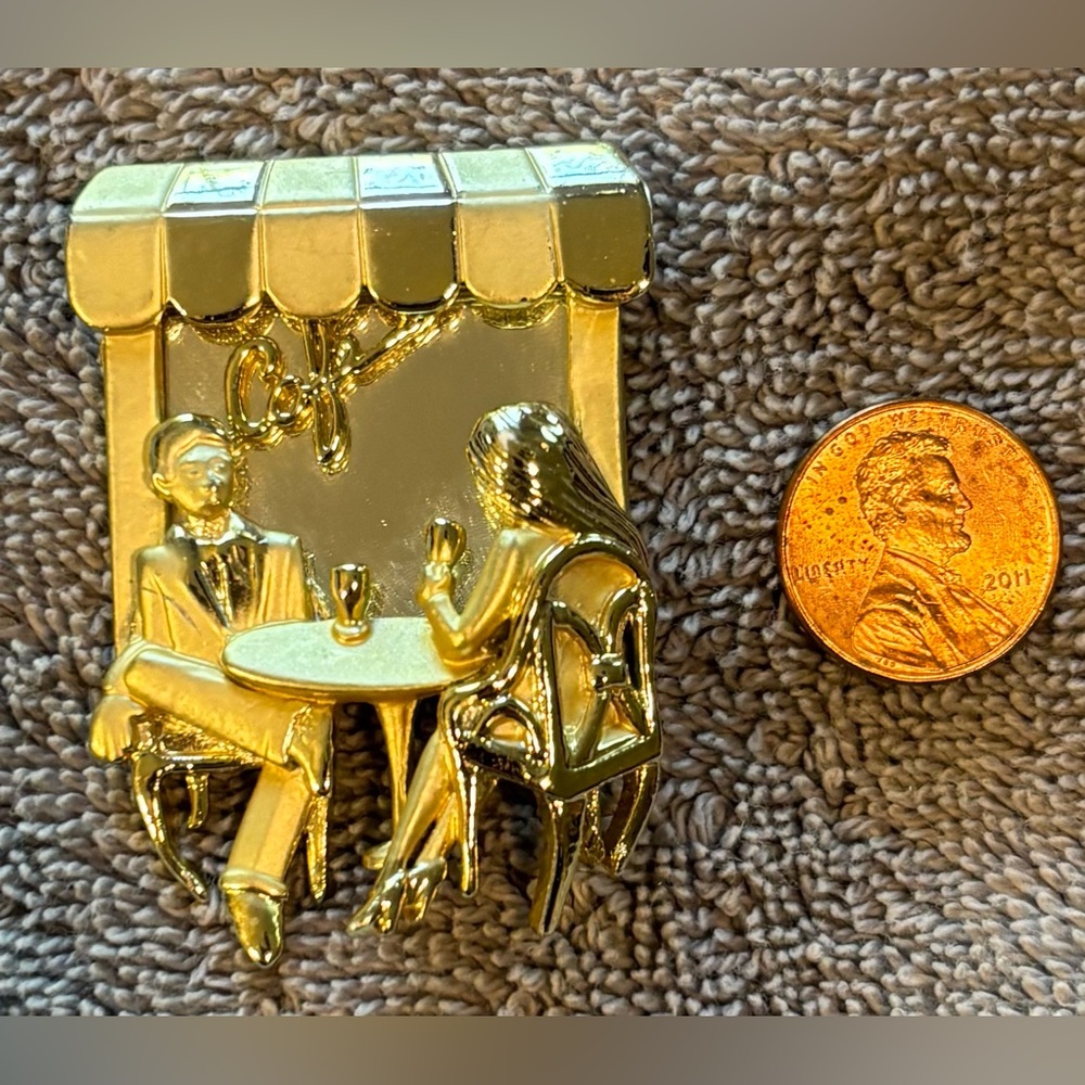 AJC Vintage Cafe Table For Two Brooch/Pin - Picture 4 of 5